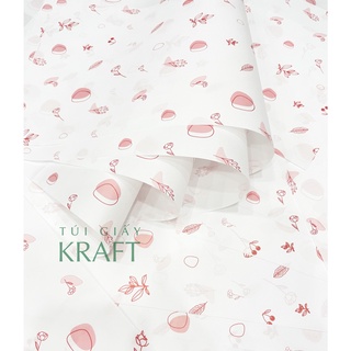 [HOẢ TỐC] Giấy gói hàng in hoạ tiết Hồng khổ nhỏ 21 x 40cm, giấy pelure