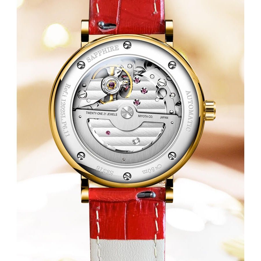 Đồng hồ nữ Lobinni L026-2 chính hãng Thụy Sỹ,Kính sapphire ,chống xước ,Chống nước 50m,Bh 24 tháng,máy cơ (Automatic)
