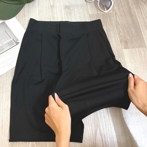 Quần short ngố nữ lưng thun cạp cao chất vải Umi hàn co giãn
