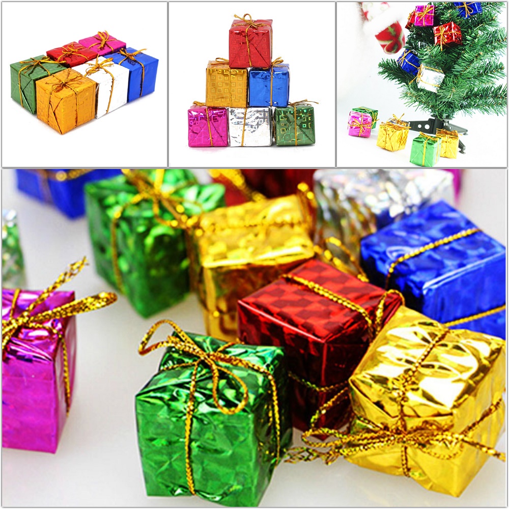 Set 12 hộp quà mini trang trí bánh sinh nhật, trang trí bánh kem, trang trí Noel