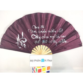 Quạt lụa cầm tay thư pháp loại nhỏ
