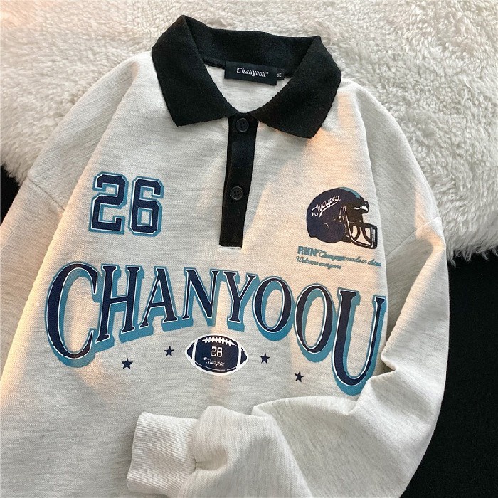 Áo Sweater Polo Số 26 Unisex  𝑭𝑹𝑬𝑬𝑺𝑯𝑰𝑷  Áo Polo Dài Tay Dáng Rộng Unisex Dưới 75kg