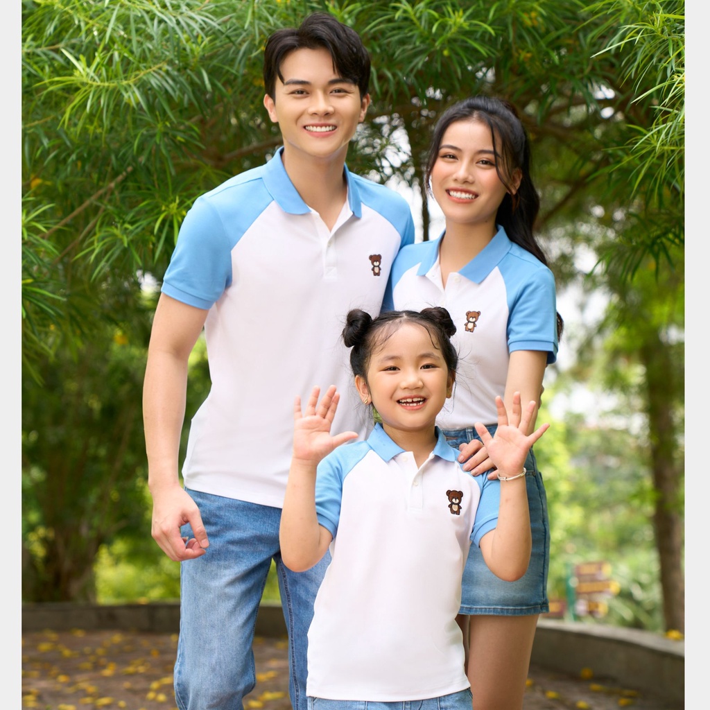 Áo polo nữ YODY gia đình chất liệu cafe in hình gấu APN5326