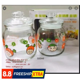 Set 2 Hũ Thủy Tinh Trong Suốt Cao Cấp 500ml - NO 9036