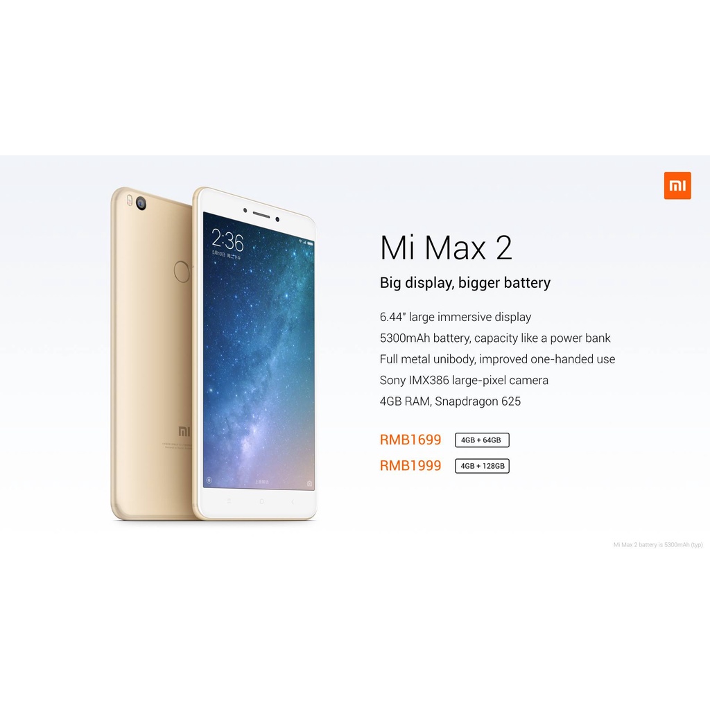 Điện thoại - Xiaomi Mi Max 2, 2sim; có Tiếng Việt; Pin 5300Mah siêu trâu; Chơi game mượt mà