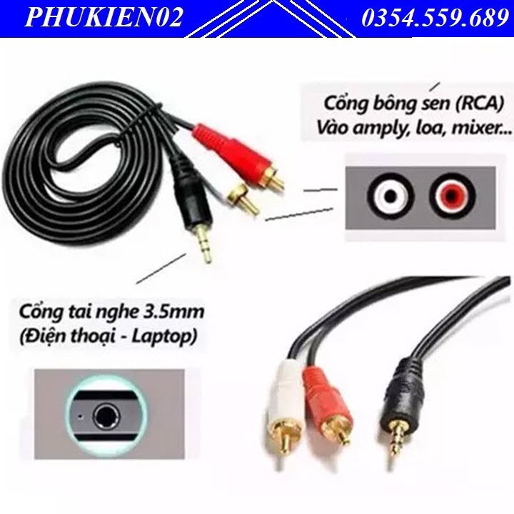 Dây Loa 1 Đầu 3.5 Ra 2 Đầu AV Hoa Sen
