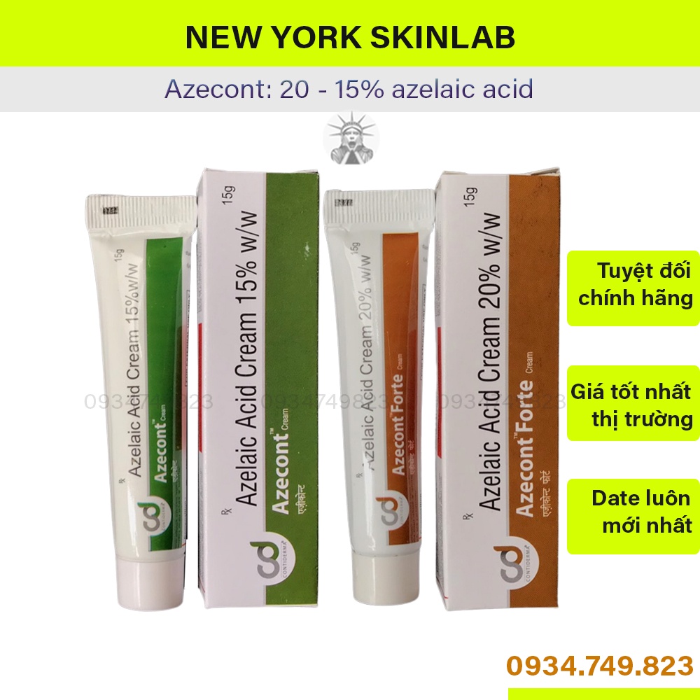 Azecont cream  - 20% azelaic acid, kem chấm mụn hãng Contiderma, mờ hết thâm mụn
