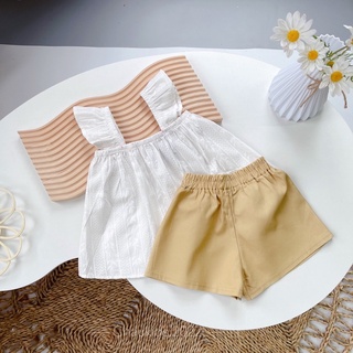 Set áo trắng phối quần thô cho bé gái