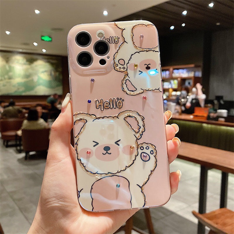 Ốp Điện Thoại Mềm Hình Gấu Phong Cách Hàn Quốc Cho iPhone 13 13 Pro Max 12 12Pro Max 11 X XS XR