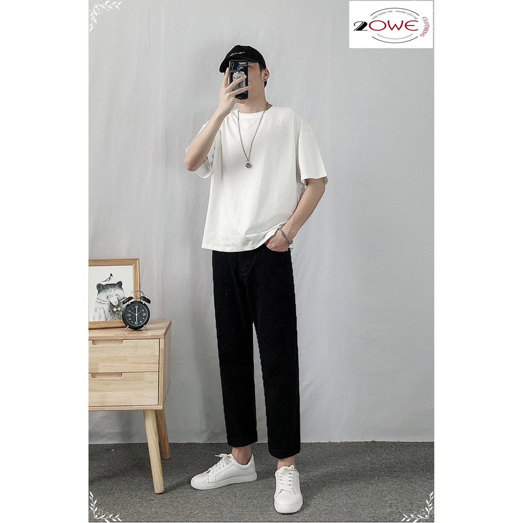 ✉Quần jbaggy jean nam ống suông rộng+ áo phông tay lỡ unisex bán kèm deal sốc style hàn quốc