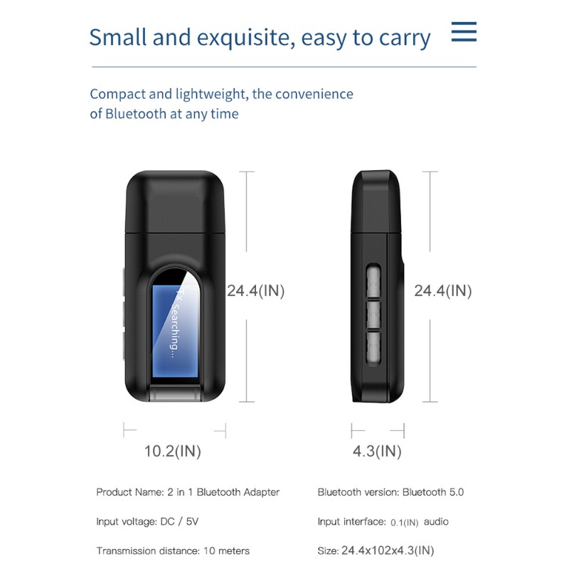 Bộ Thiết Bị Thu Phát Tín Hiệu Âm Thanh Bluetooth 5.0 Có Màn Hình LCD 3.5mm Kèm Phụ Kiện | BigBuy360 - bigbuy360.vn