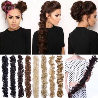 BY Hair Bun Extensions Wavy Curly Messy Long Scrunchie Chignons Hair Piece Wig Ponytail
