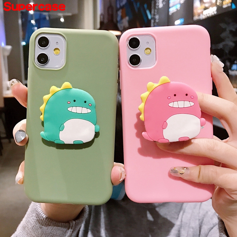 Cute Dinosaur Phone Case For Xiaomi Redmi 4A 4X 6 Pro 5 Plus Note 4 4X Mi 10 Pro A3 A2 Lite mix 3 2s 2 9 8 SE Soft Case With Holder Stand Carton Couple Soft Tpu Cover