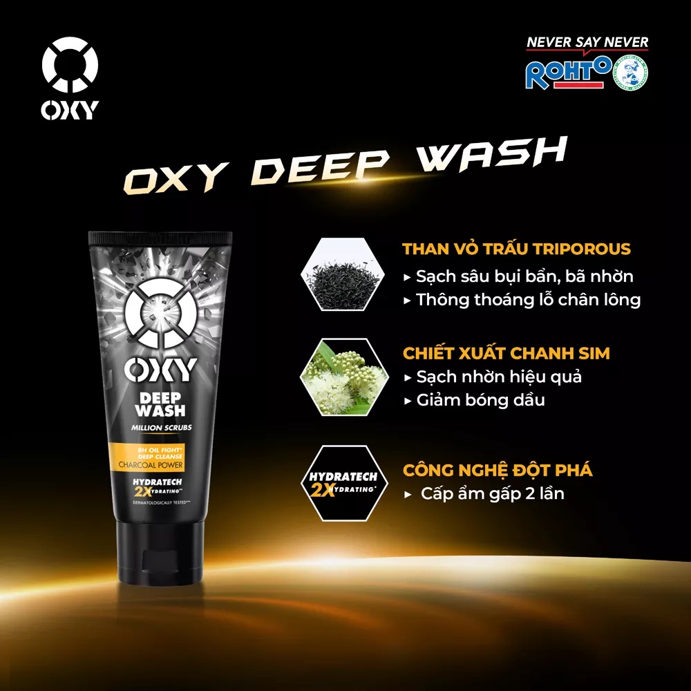 Kem Sữa rửa mặt nam sạch sâu đa tác động 50g/100g OXY - Sáng da - Ngừa mụn - Mờ thâm