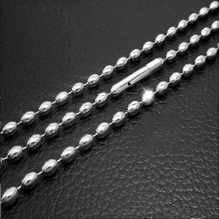 Dây chuyền inox chuỗi hạt gạo 4mm khóa gài vip sáng đẹp, không đen, thể hiện đẳng cấp sang trọng cho người đeo