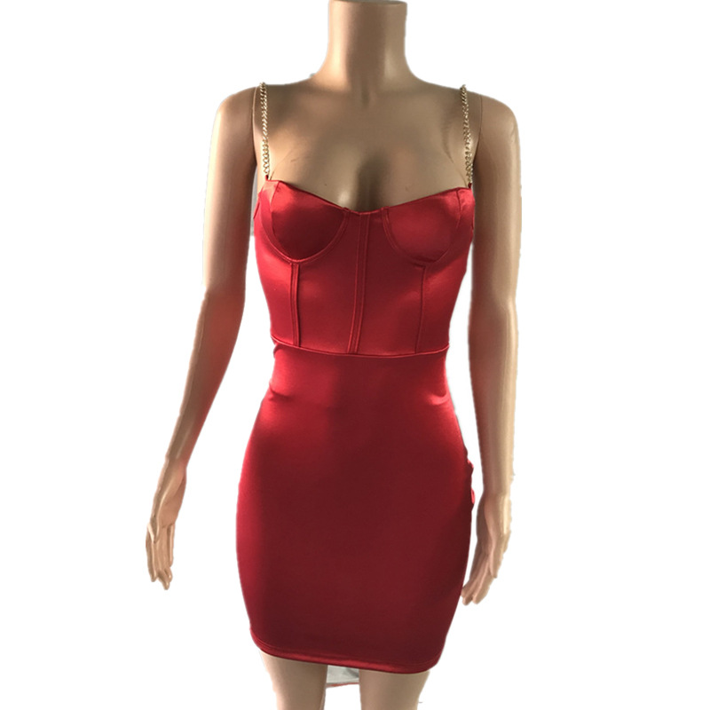 DUNEA Đầm hai dây chất satin thiết kế ôm sát quyến rũ