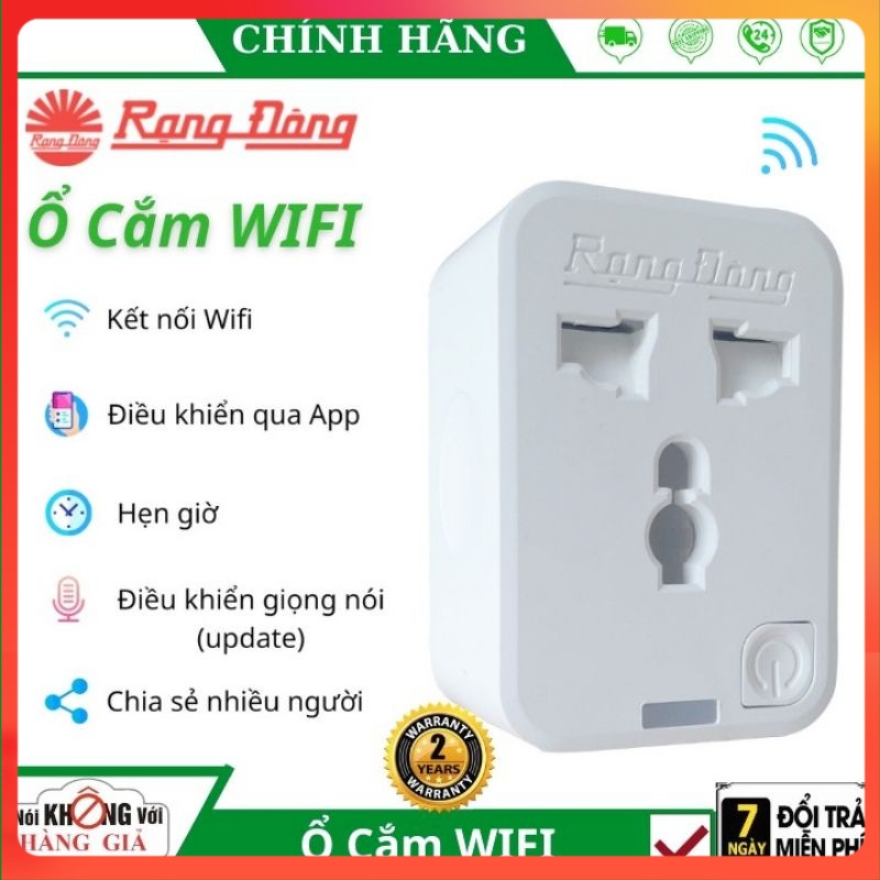 Chính Hãng Ổ cắm hẹn giờ Rạng Đông kết nối wifi với điện thoại thông minh. Bảo hành dài hạn