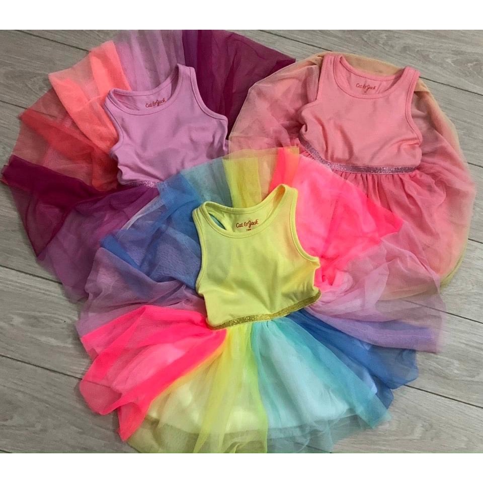 Váy bé gái/ đầm bé gái Cat&Jack hàng VNXK dư xịn cho bé gái hoạ tiết pony sao ánh kim sắc màu từ 1-5y
