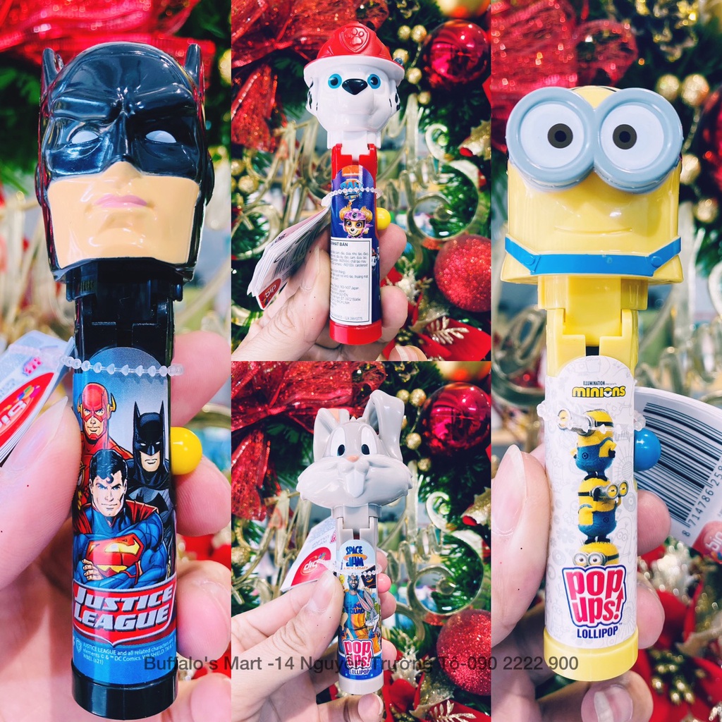 Kẹo mút vị dâu Pop Ups Lollipop 10g- Hàng nhập khẩu chính hãng