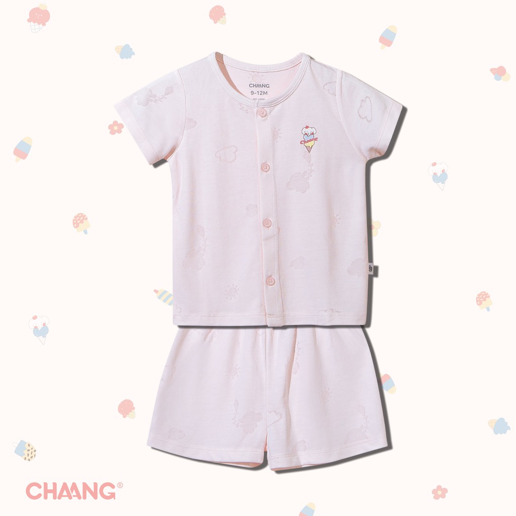 Mẫu 2021 Bộ quần áo tay ngắn mùa hè bé trai/bé gái babydoll CHAANG summer cotton bambom 2021