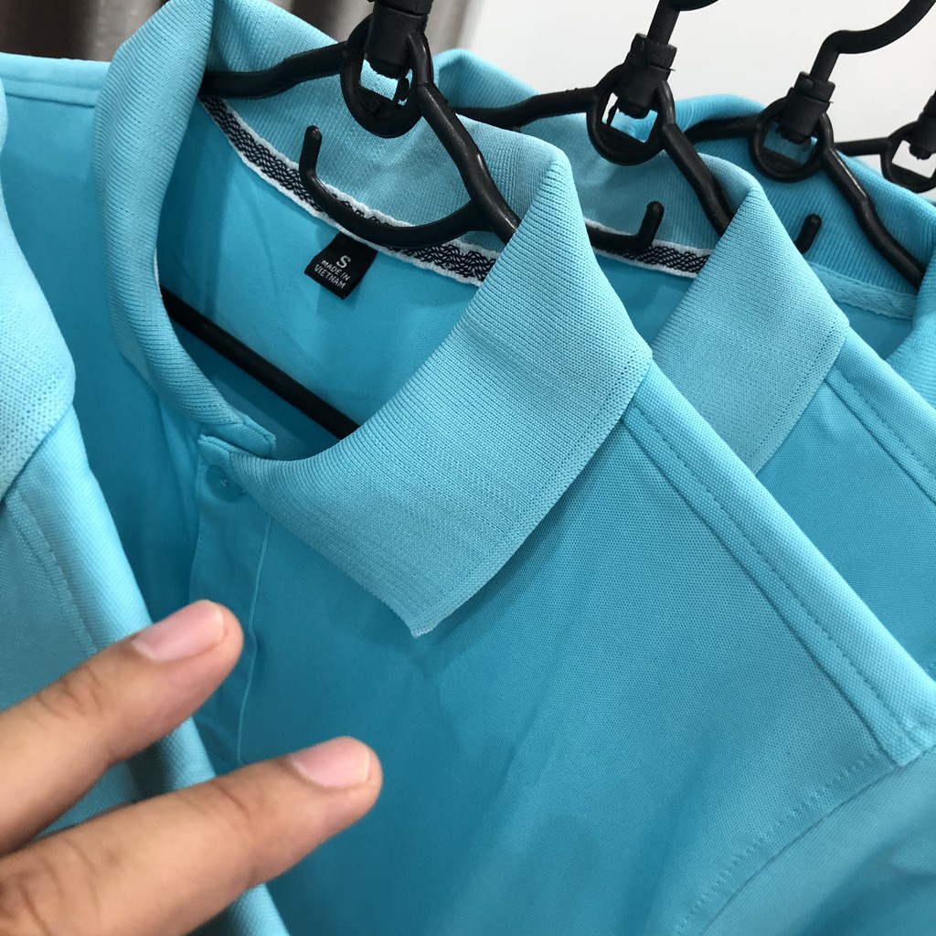 Áo thun polo nam nữ cổ bẻ HUTA PT016 màu xanh thiên thanh vải cá sấu 4 chiều, ngắn tay