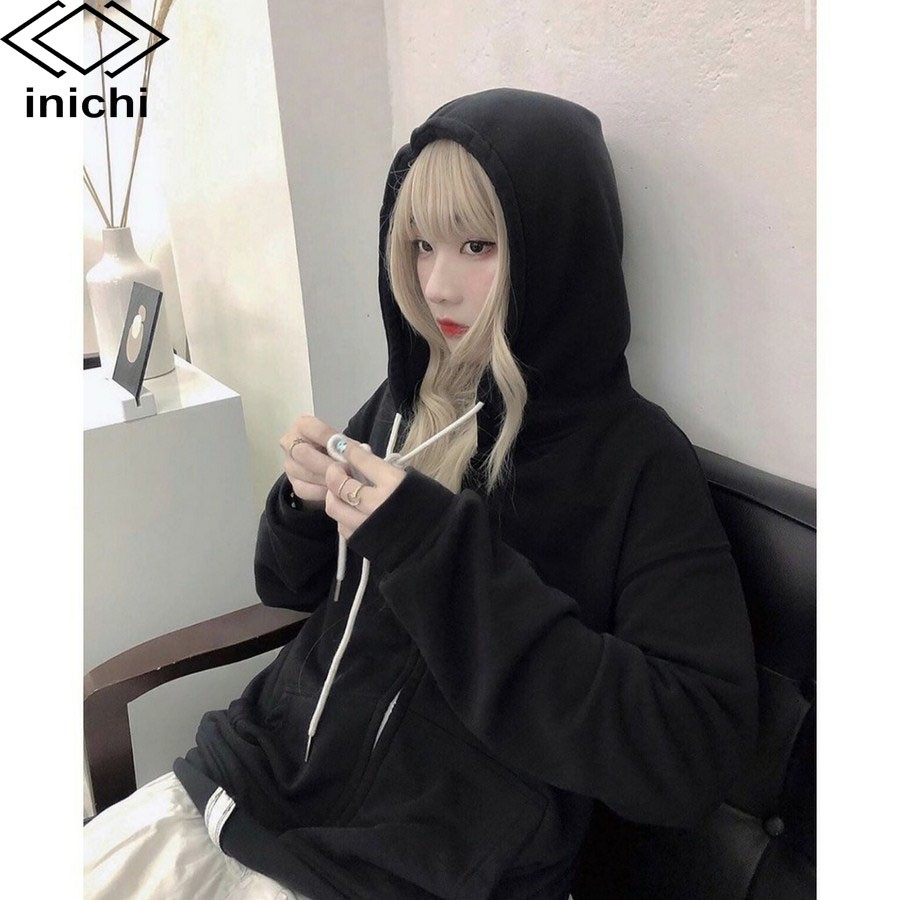 Áo Hoodie INICHI A842 Nam Nữ trơn chất nỉ thoáng mát cực đẹp có day kéo