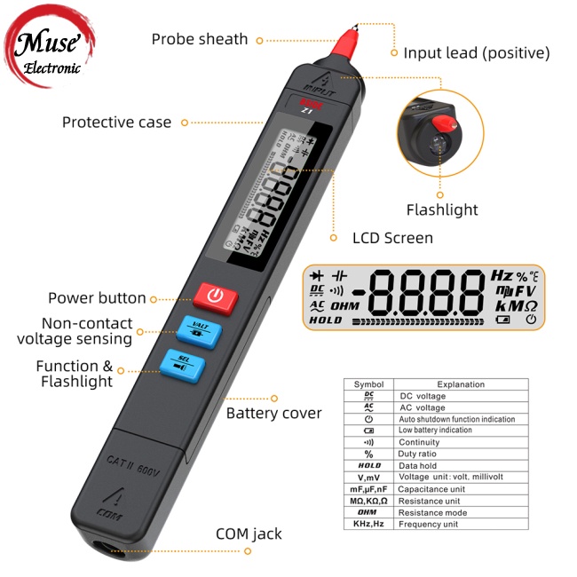 Bút Thử Điện BSIDE Z1 Thông Minh Hiển Thị Đèn Pin 7 Chế Độ Báo Thức