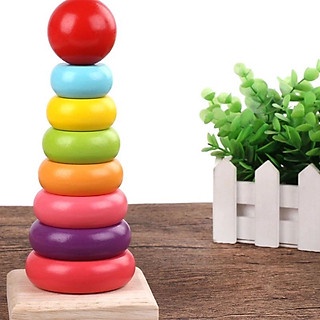 Đồ chơi tháp cầu vồng bằng gỗ size lớn cho bé