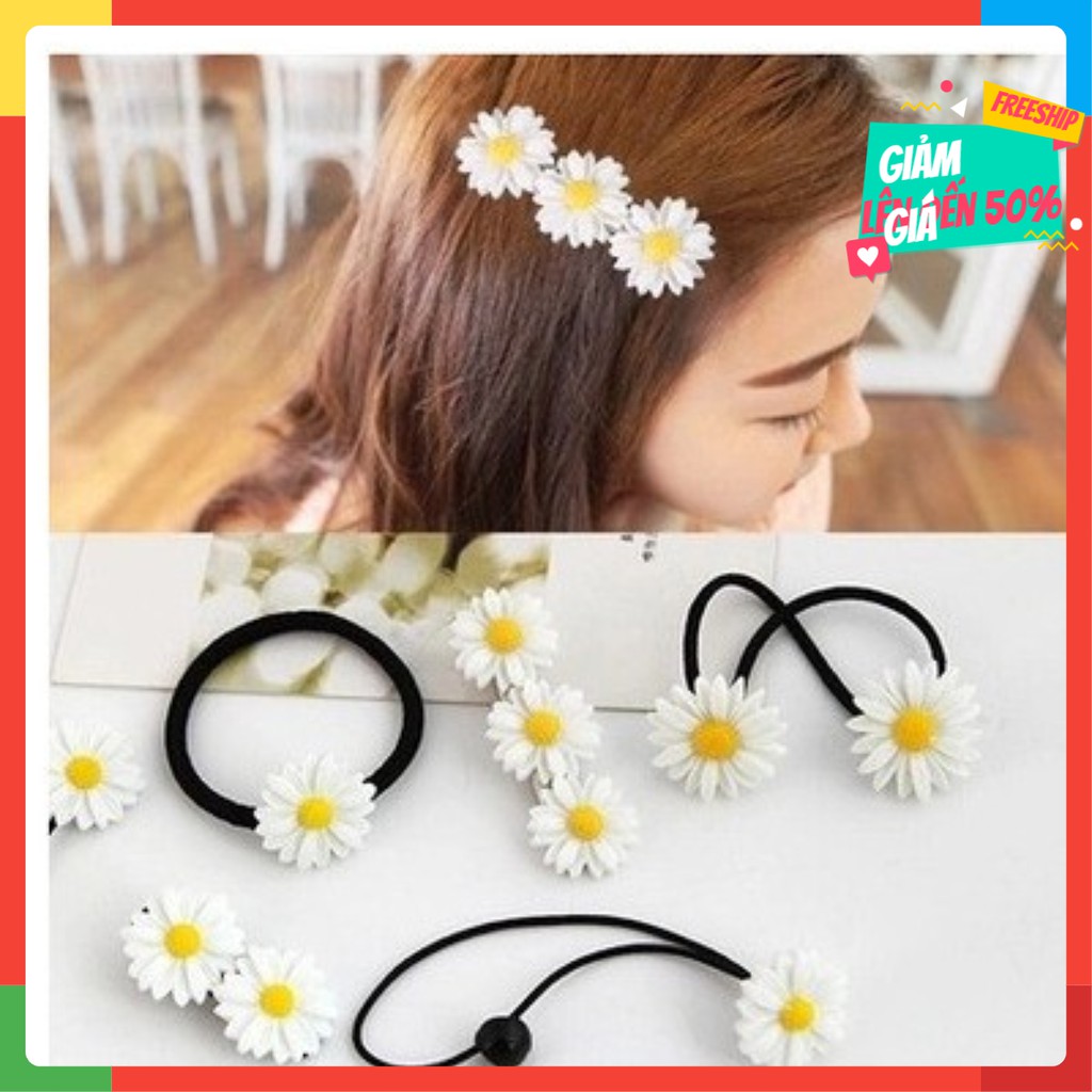 [Siêu hot] Buộc tóc , cài tóc hoa cúc Hàn Quốc
