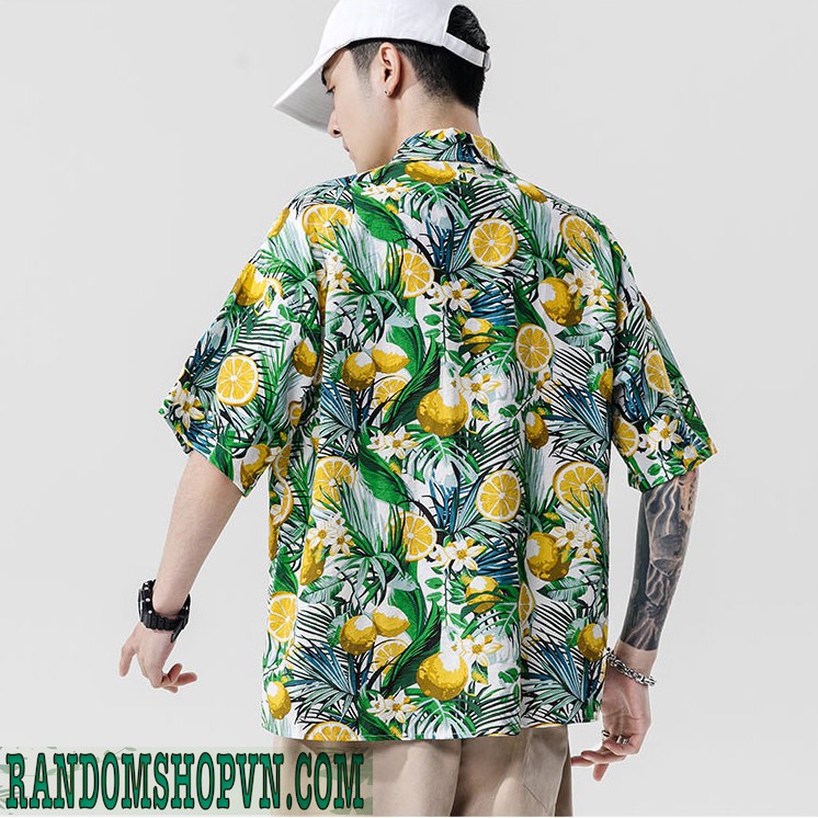 Áo sơ mi đi biển họa tiết quả chanh hawaii | BigBuy360 - bigbuy360.vn