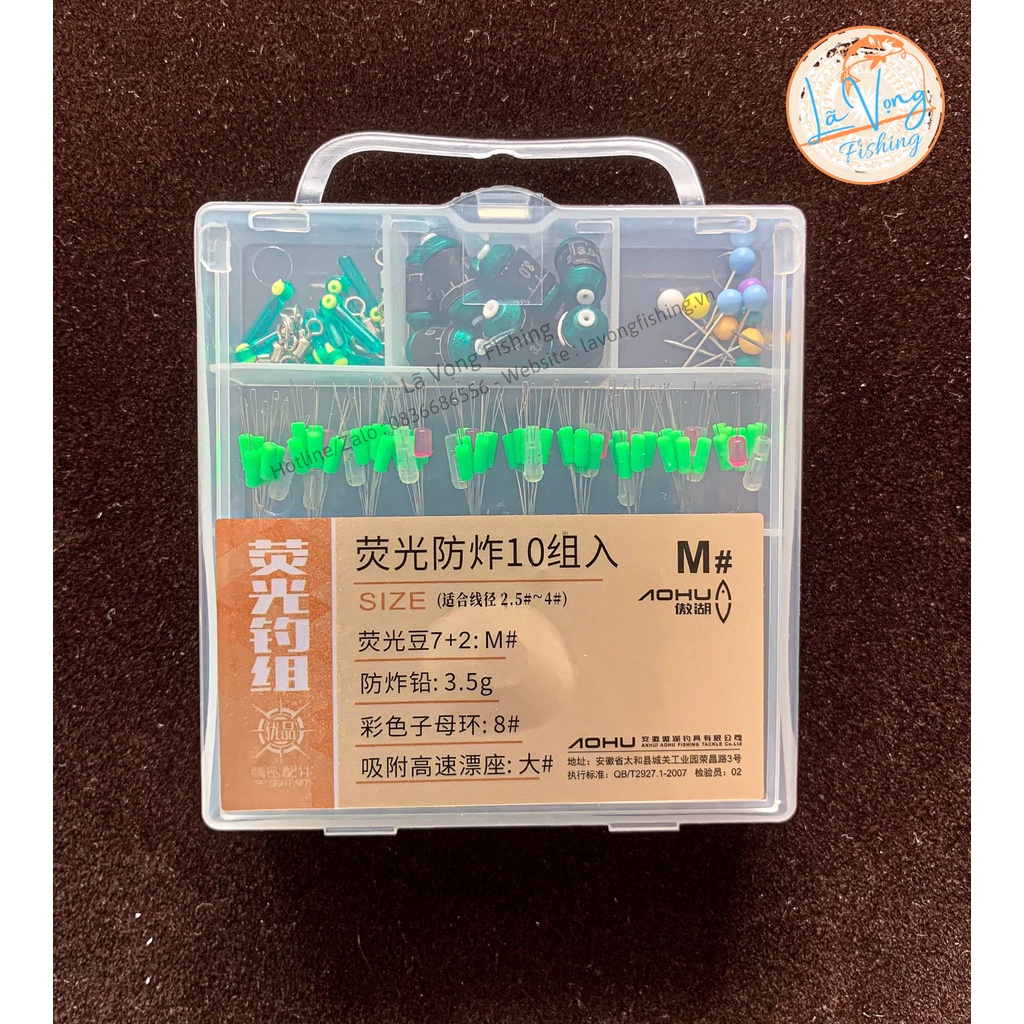 Hộp Set Trục 10 Bộ Câu Đài Chính Hãng AOHU, Hộp Phụ Kiện Làm Trục Câu Đài