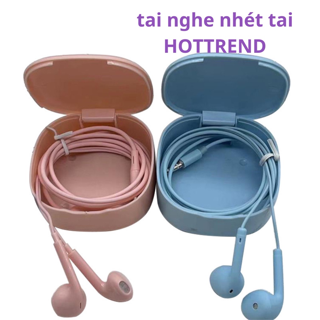 Tai nghe có dây nhét tai BOMAN có mic âm thanh êm nhiều màu sắc Macaron HOTTREND  độc lạ jack cắm 3.5mm cho điện thoại