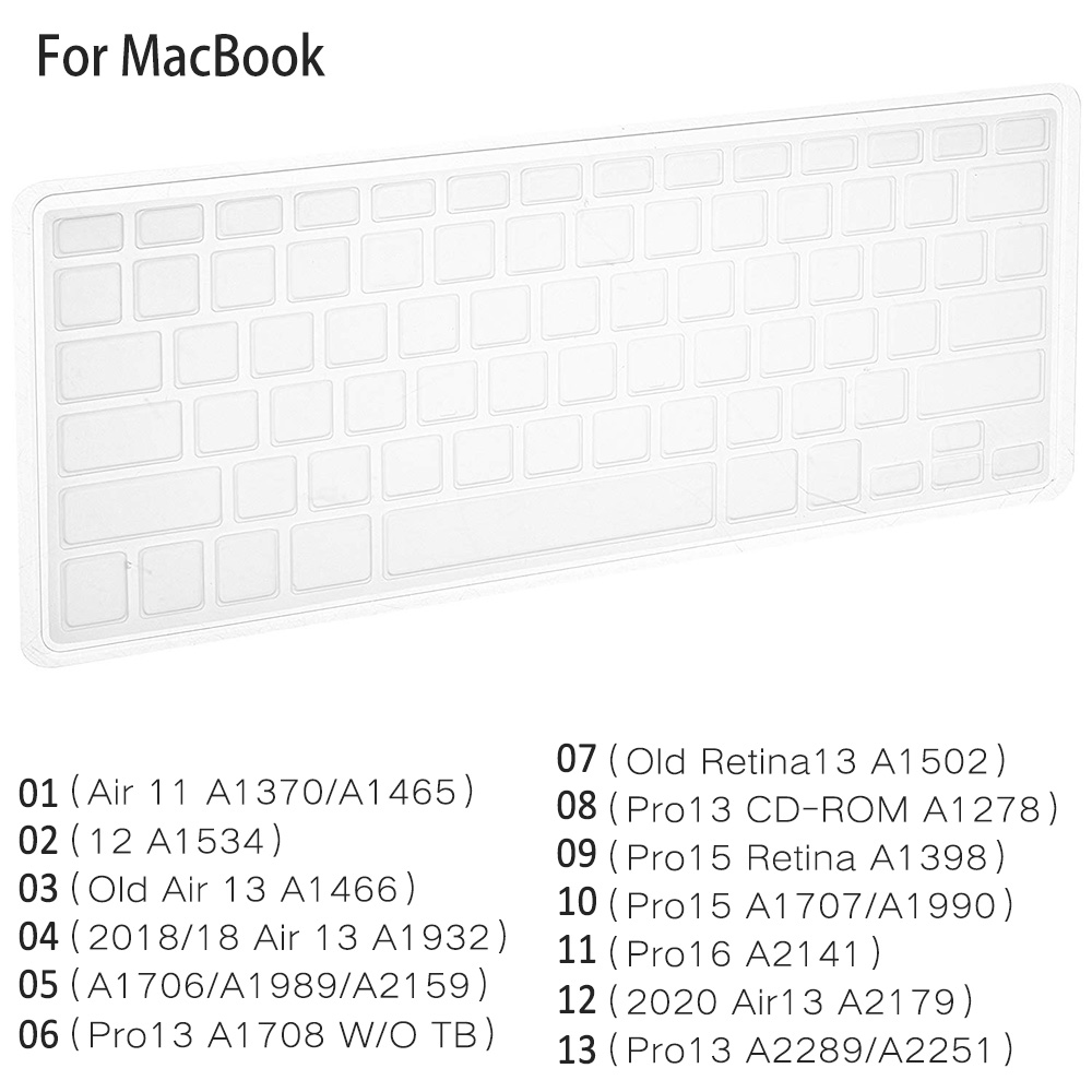 Tấm vỏ TPU mỏng trong suốt đậy bàn phím MacBook Air 11 2020 air 13 pro 13 15