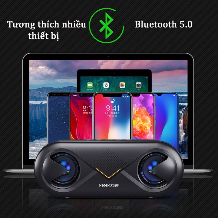 Loa bluetooth mini NIQIN S6 bluetooth 5.0 cao cấp, loa mini không dây có đèn led âm thanh siêu trầm ấm