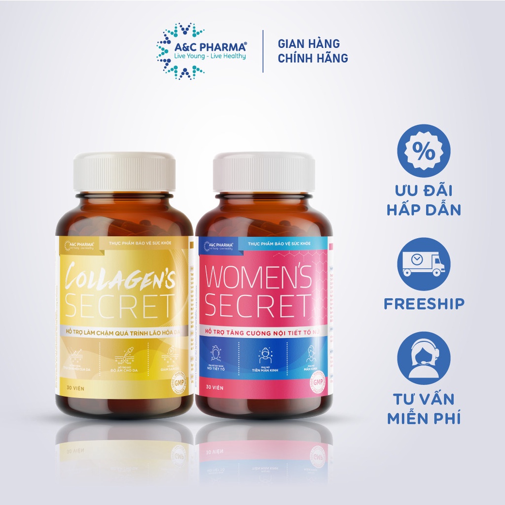 A&amp;C Pharma Combo Giữ mãi thanh xuân Women's Secret &amp; Collagen's Secret