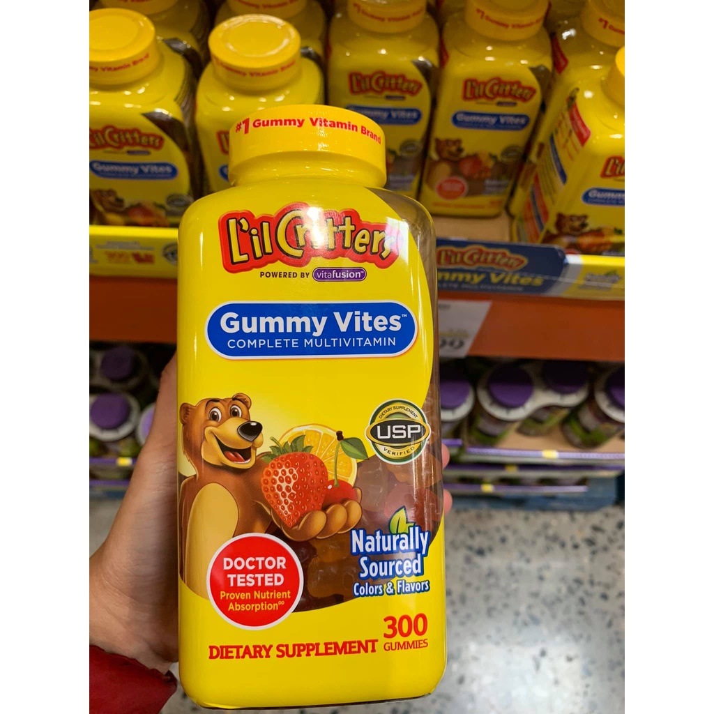 Kẹo dẻo hình gấu bổ sung vitamin tổng hợp cho trẻ em L'il Critters Gummy Vites Hàng Mỹ