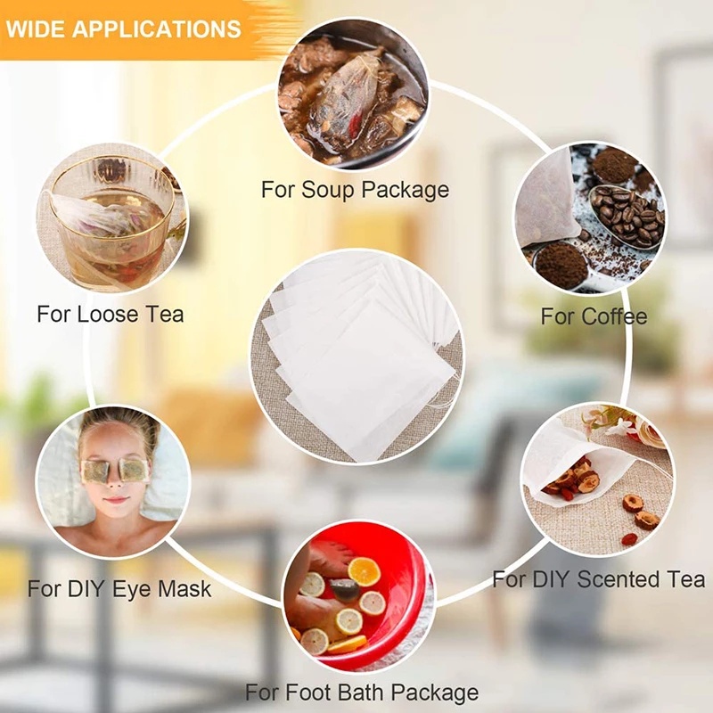 Set 100 Túi Lọc Trà Bằng Vải Không Dệt Cao Cấp Có Dây Rút Đa Năng Tiện Dụng