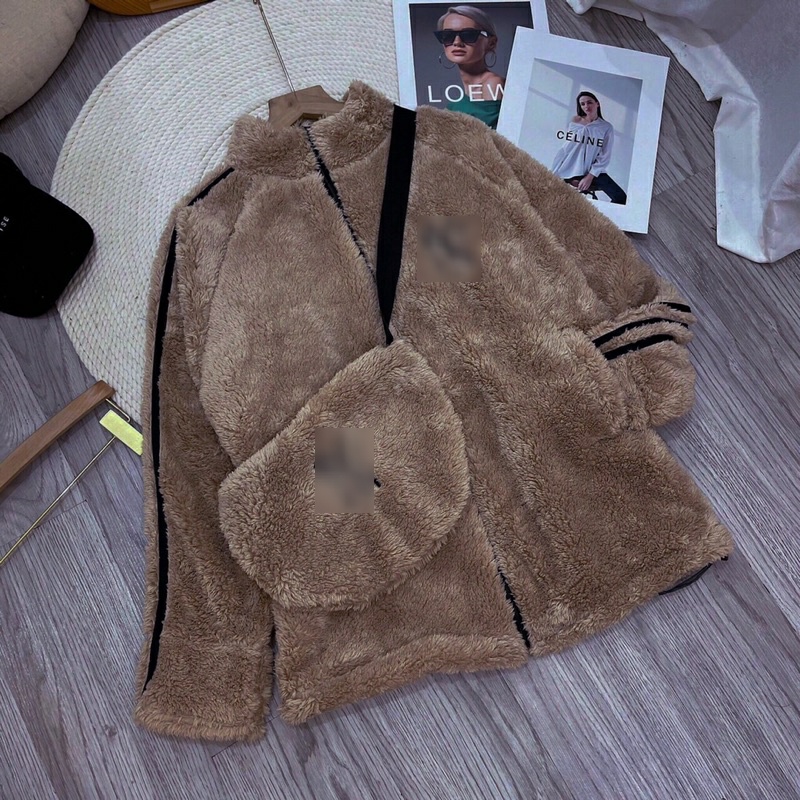 Sét áo Khoác lông cừu unisex kèm túi chéo hottrend ấm dày giữ nhiệt