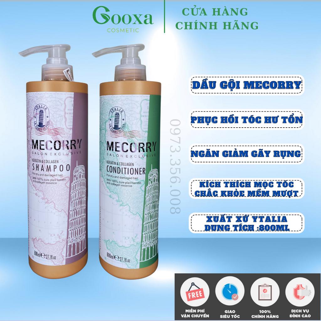 Dầu Gội Phục Hồi MECORRY 800ml, Nhập Khẩu Ý,Phục Hồi Tóc Hư Tổn,Ngăn Giảm Tóc Gãy Rụng