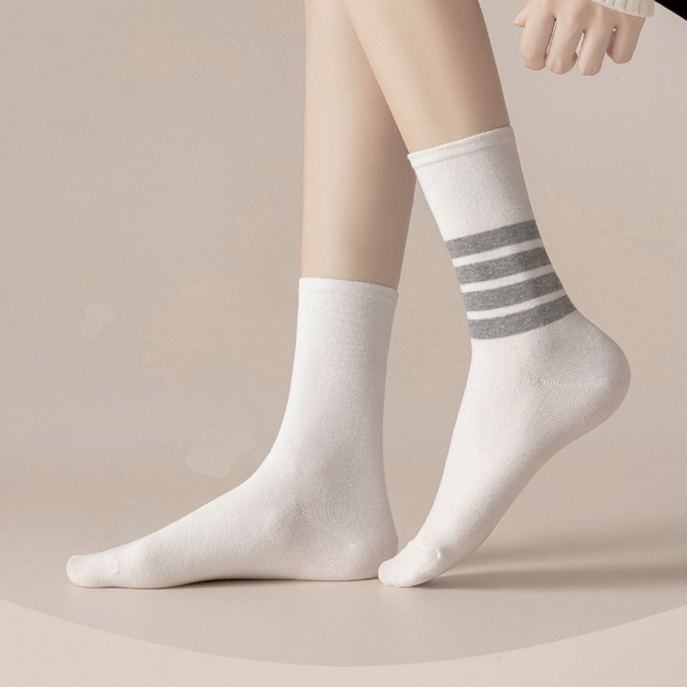 Vớ cotton cổ vừa họa tiết kẻ sọc màu trơn phong cách Harajuku thời trang Hàn Quốc cho nữ