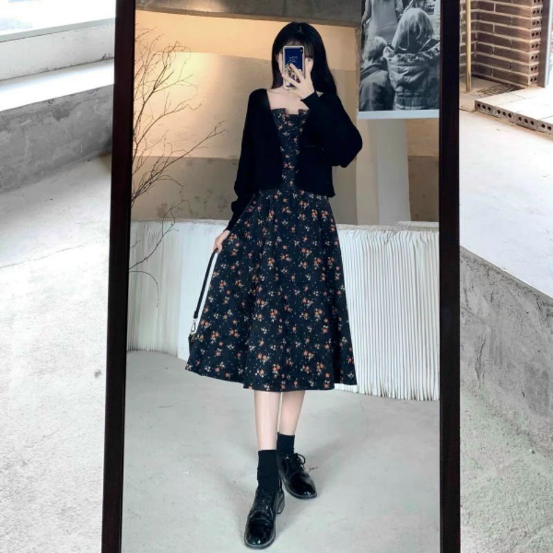 SET ĐẦM 2S HOA KÈM ÁO KHOÁC