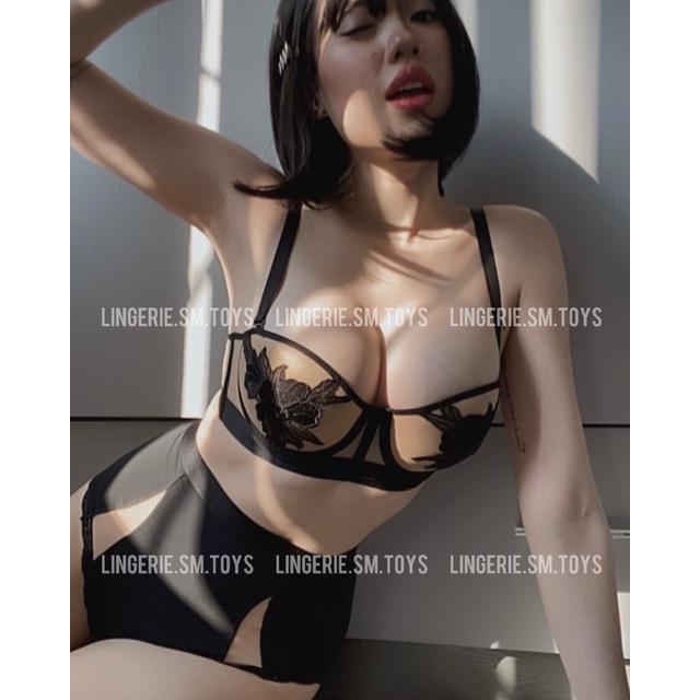 T611079 Set Áo Có Gọng Mút Đẩy Ngự.c + Quần Lót Cạp Cao Tôn Eo Quyến Rũ - Đồ Lót Gợi Cảm - Sexy Lingerie