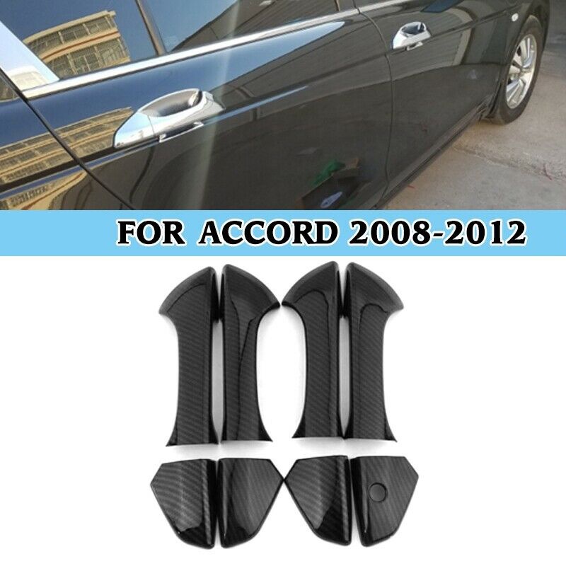 Viền Bọc Tay Nắm Cửa Bên Hông Bằng Sợi Carbon Bóng Cho Honda Accord Sedan 2008-13