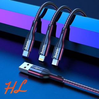Cáp Sạc 3 đầu Hoco X2 Max (IP/Micro USB/Type C)-Hưng Long PC
