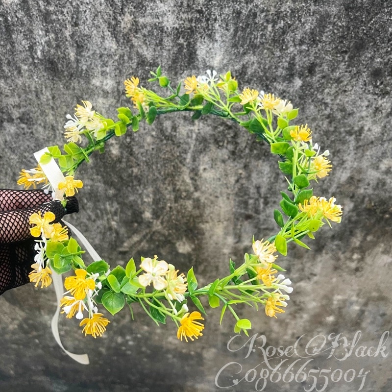 (Có trắng, xanh, hồng) vòng hoa chụp ảnh kỉ yếu lá và hoa nhẹ nhàng mã YR-901