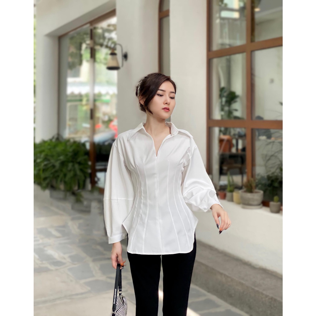 Áo sơ mi dáng xếp ly eo EDINI - A1363