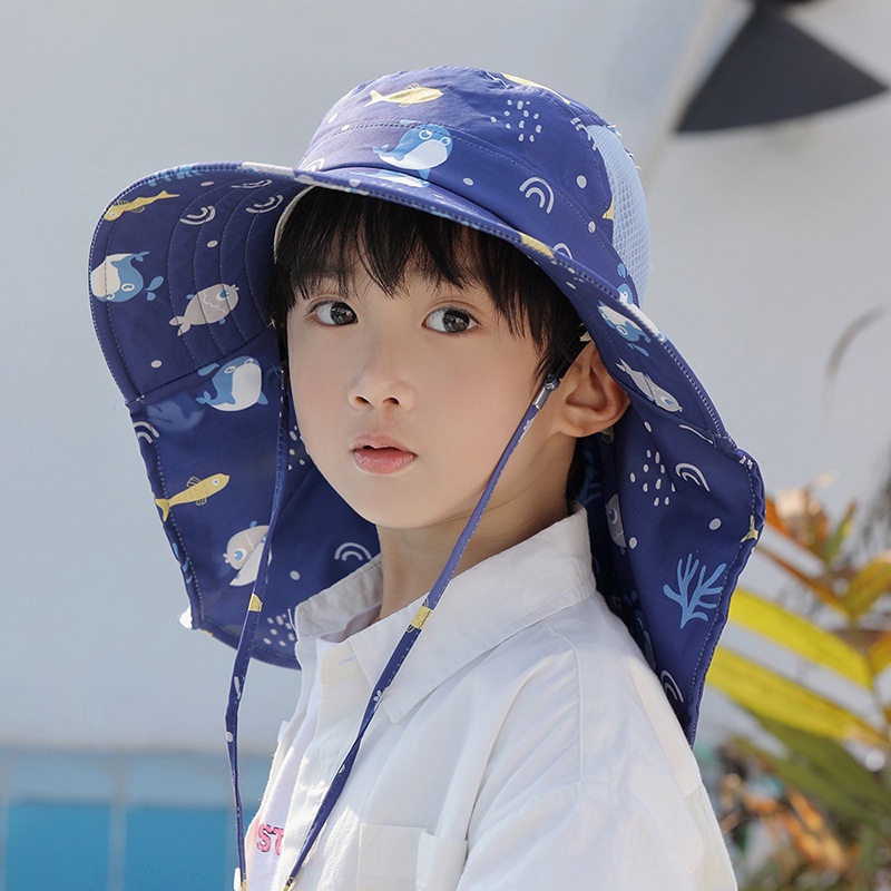 Nón Tai Bèo Chống Tia Uv Vành Rộng In Hoạt Hình Dễ Thương Cho Bé B970
