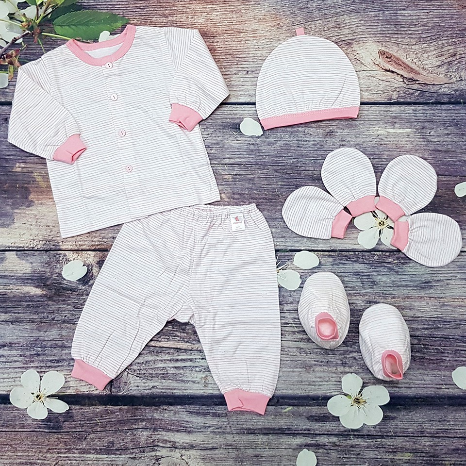 Set Trọn Bộ Quần Áo Dài Tay Cotton MioMio Và Phụ Kiện Mũ, Bao Tay, Bao Chân Mio Cho Bé