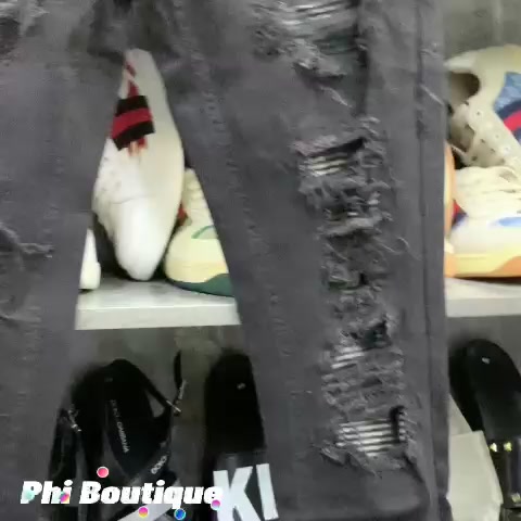 Quần jean bò nam slimfit Amiri phối rách xước xù vá da nhăn phong cách đường phố chất vải co giãn đẹp QJ121P | BigBuy360 - bigbuy360.vn