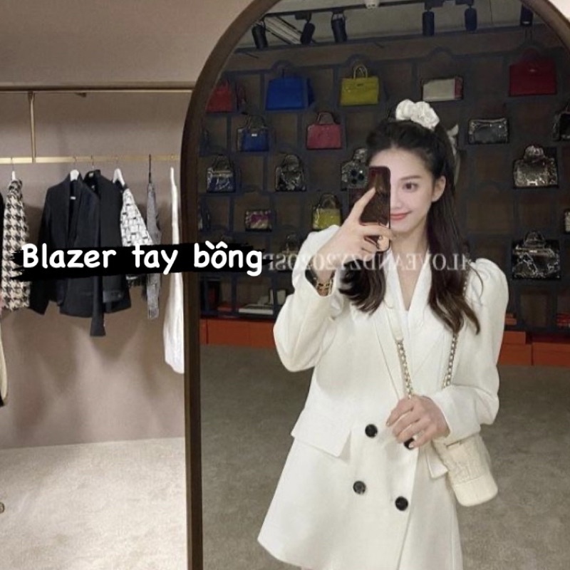Áo khoác blazer dáng rộng màu trơn mẫu 2021 phong cách Hàn Quốc thời trang cho nữ